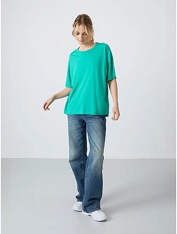 Camiseta oversize de algodón-modal con cuello redondo tommy
