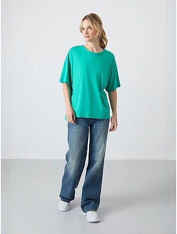 Camiseta oversize de algodón-modal con cuello redondo tommy