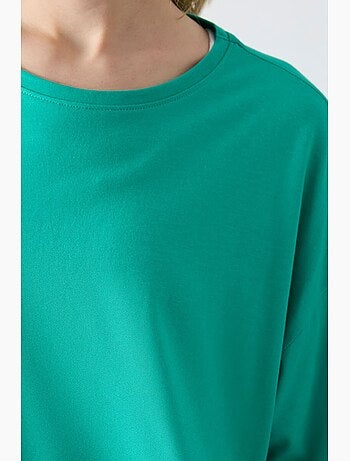 Camiseta oversize de algodón-modal con cuello redondo tommy