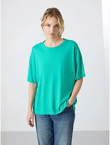 Camiseta oversize de algodón-modal con cuello redondo tommy