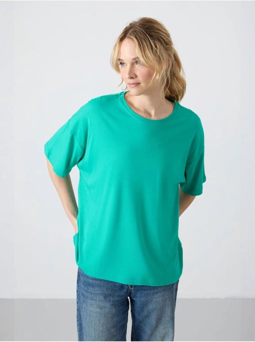 Camiseta oversize de algodón-modal con cuello redondo tommy - Kiabi