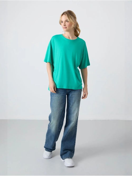 Camiseta oversize de algodón-modal con cuello redondo tommy - Kiabi