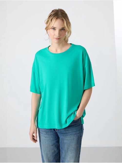 Camiseta oversize de algodón-modal con cuello redondo tommy - Kiabi
