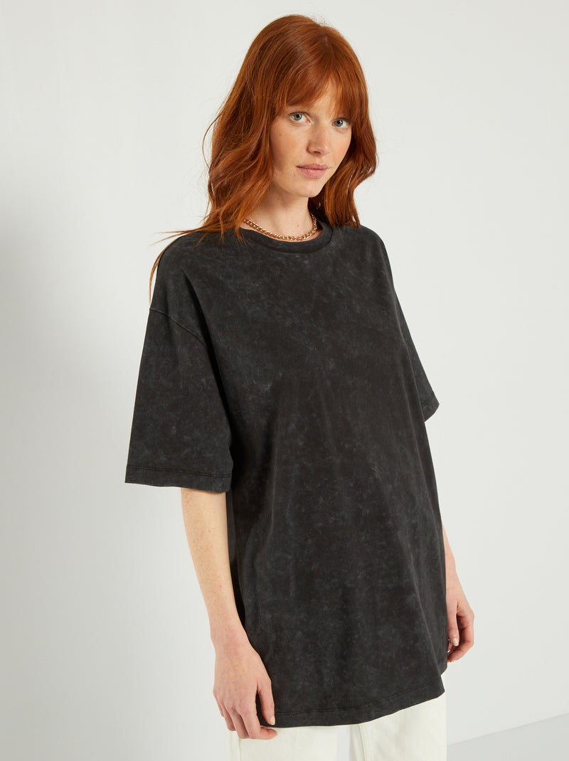 Camiseta oversize de algodón Negro - Kiabi