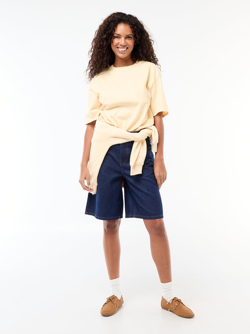 Camiseta oversize de cuello redondo Amarillo - Kiabi