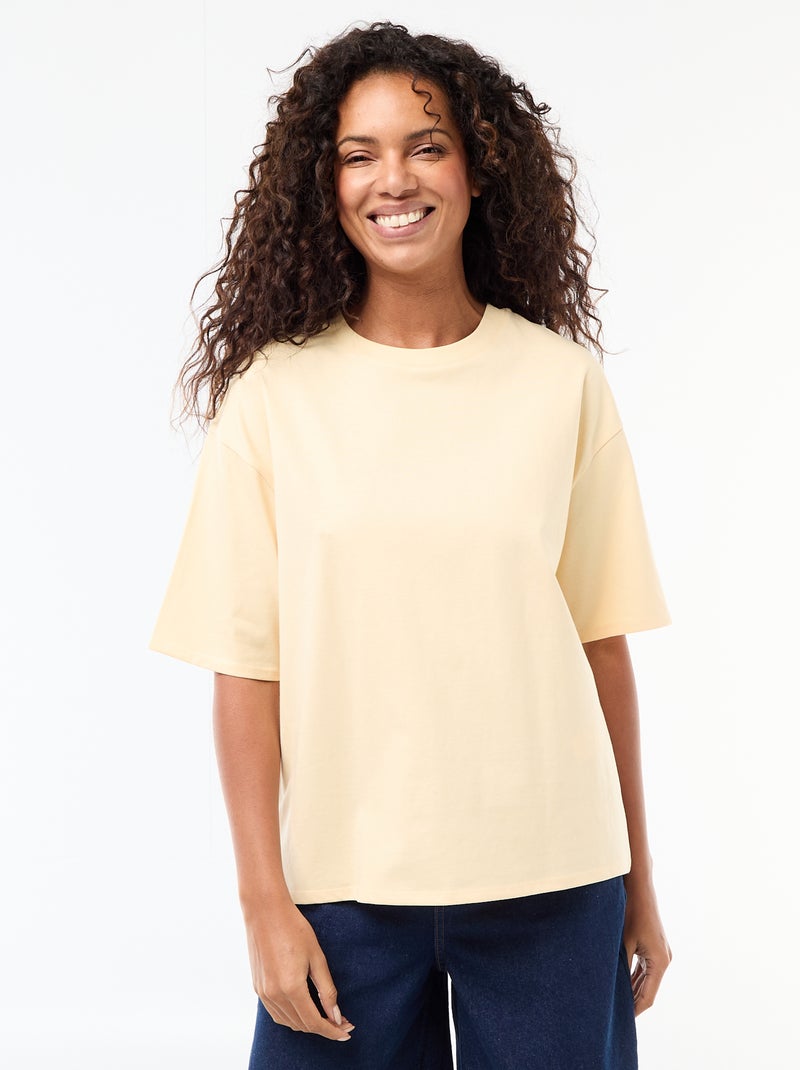 Camiseta oversize de cuello redondo Amarillo - Kiabi
