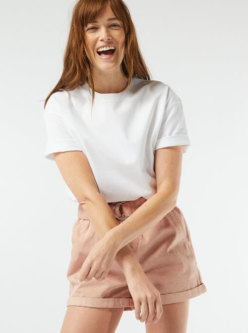 Camiseta oversize de cuello redondo - Kiabi Camiseta oversize de cuello redondo - Kiabi