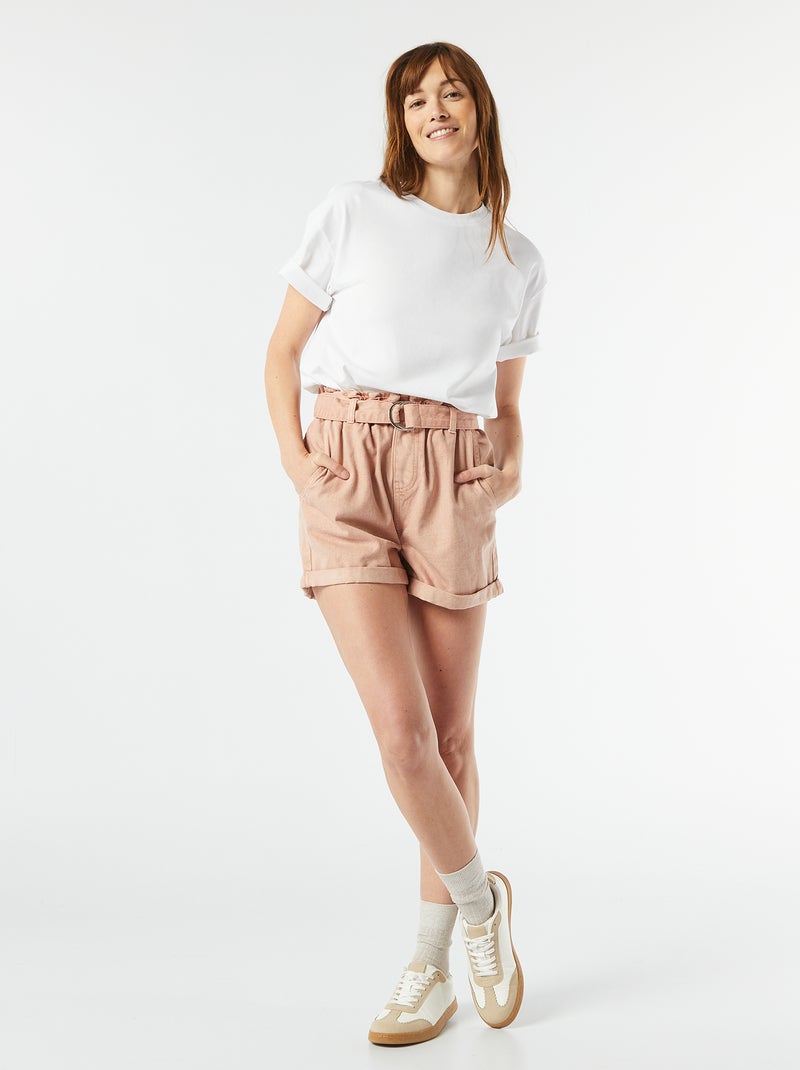 Camiseta oversize de cuello redondo blanco - Kiabi