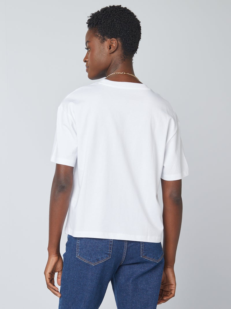 Camiseta oversize de cuello redondo blanco - Kiabi