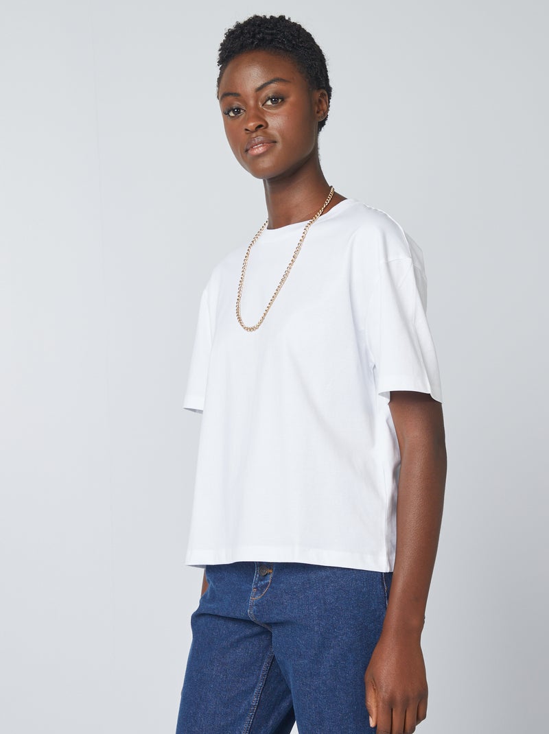 Camiseta oversize de cuello redondo blanco - Kiabi