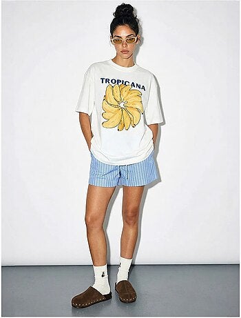 Camiseta oversize de cuello redondo con estampado lucci