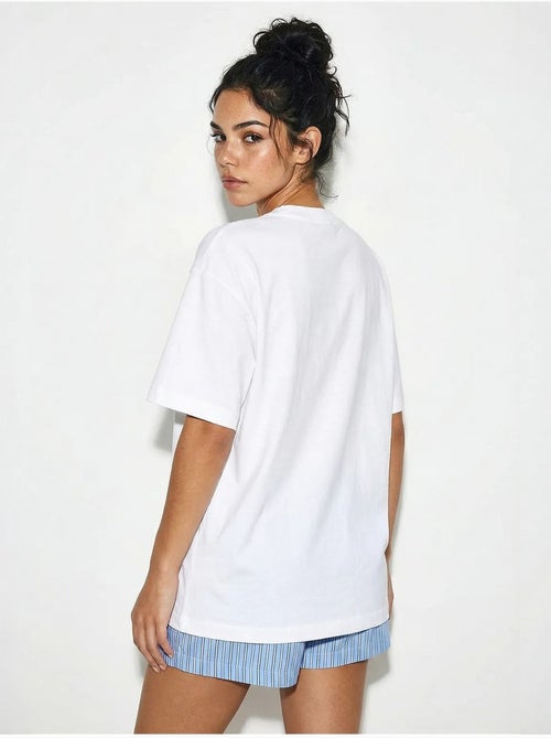 Camiseta oversize de cuello redondo con estampado lucci - Kiabi