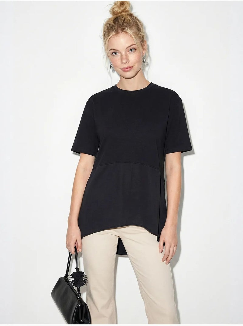 Camiseta oversize de cuello redondo lucci Negro - Kiabi