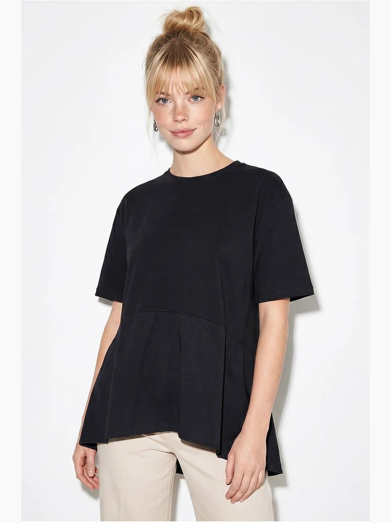 Camiseta oversize de cuello redondo lucci Negro - Kiabi