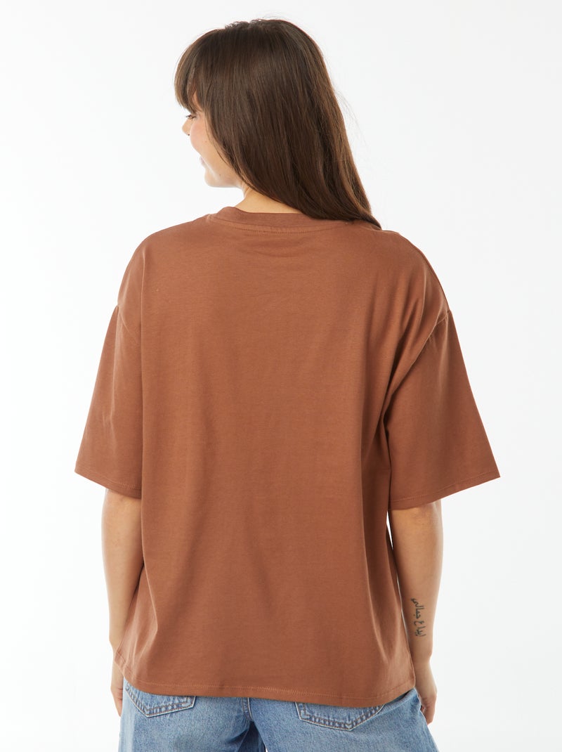 Camiseta oversize de cuello redondo Marron - Kiabi