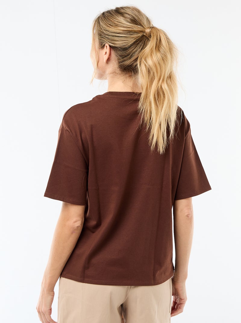 Camiseta oversize de cuello redondo Marron - Kiabi