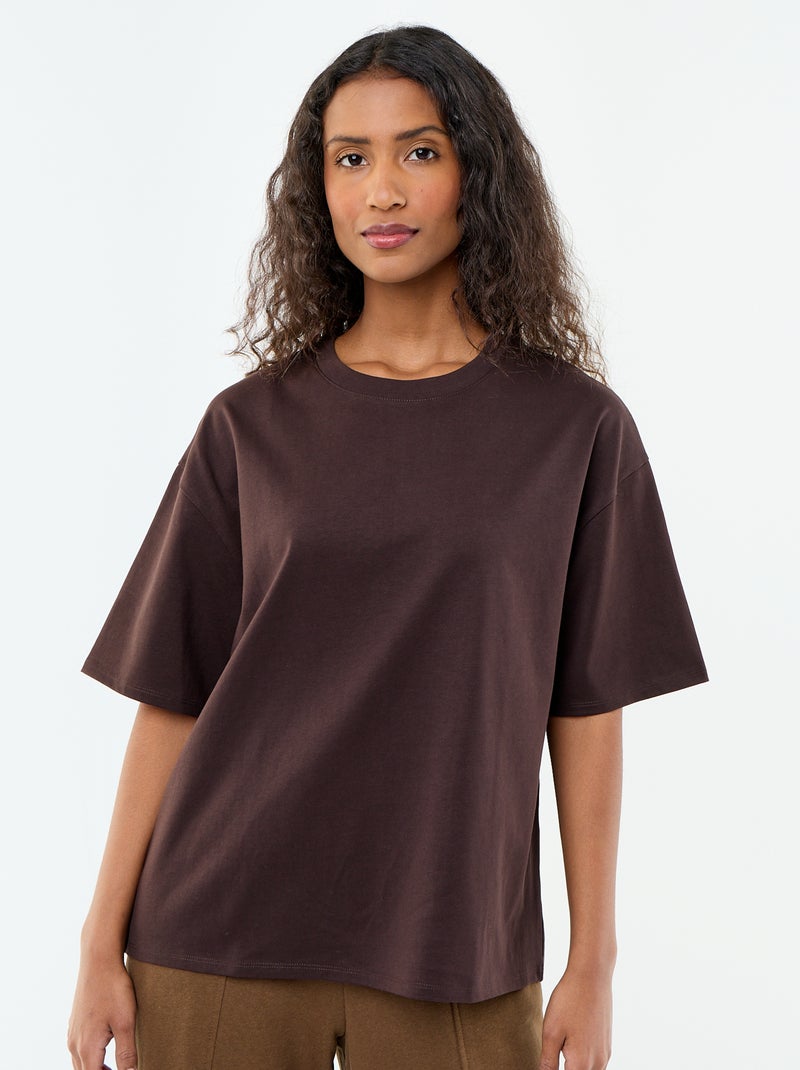 Camiseta oversize de cuello redondo Marron - Kiabi