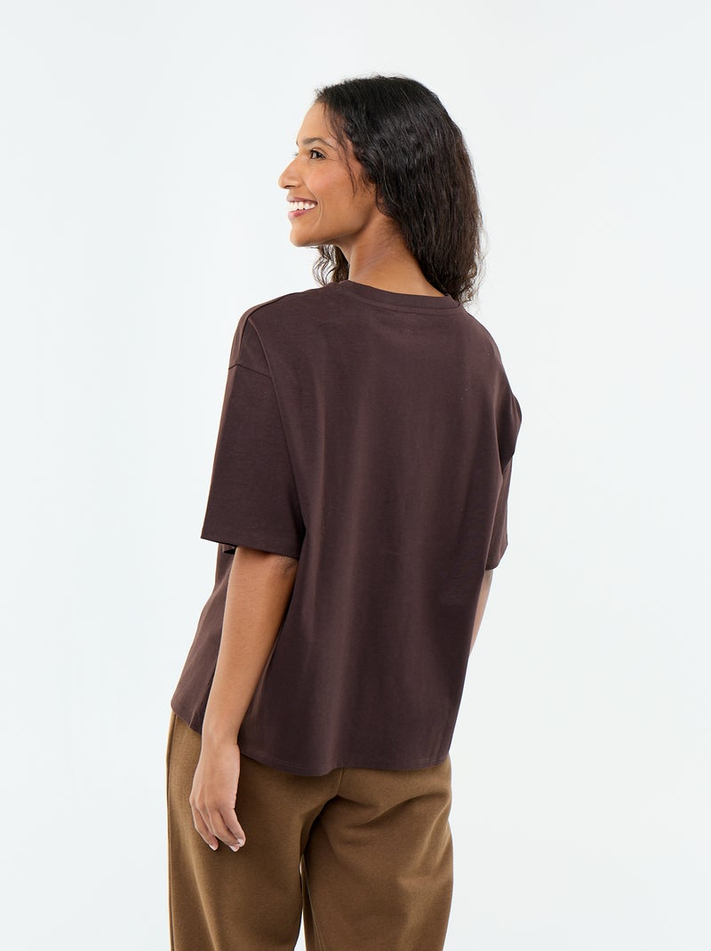 Camiseta oversize de cuello redondo Marron - Kiabi
