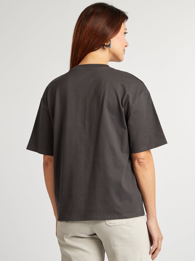 Camiseta oversize de cuello redondo NEGRO - Kiabi