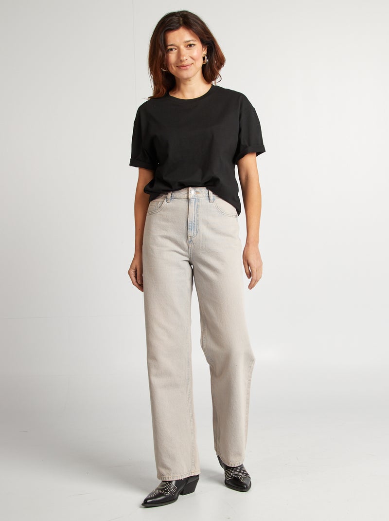 Camiseta oversize de cuello redondo negro - Kiabi