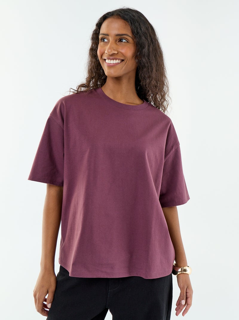 Camiseta oversize de cuello redondo Purpura - Kiabi