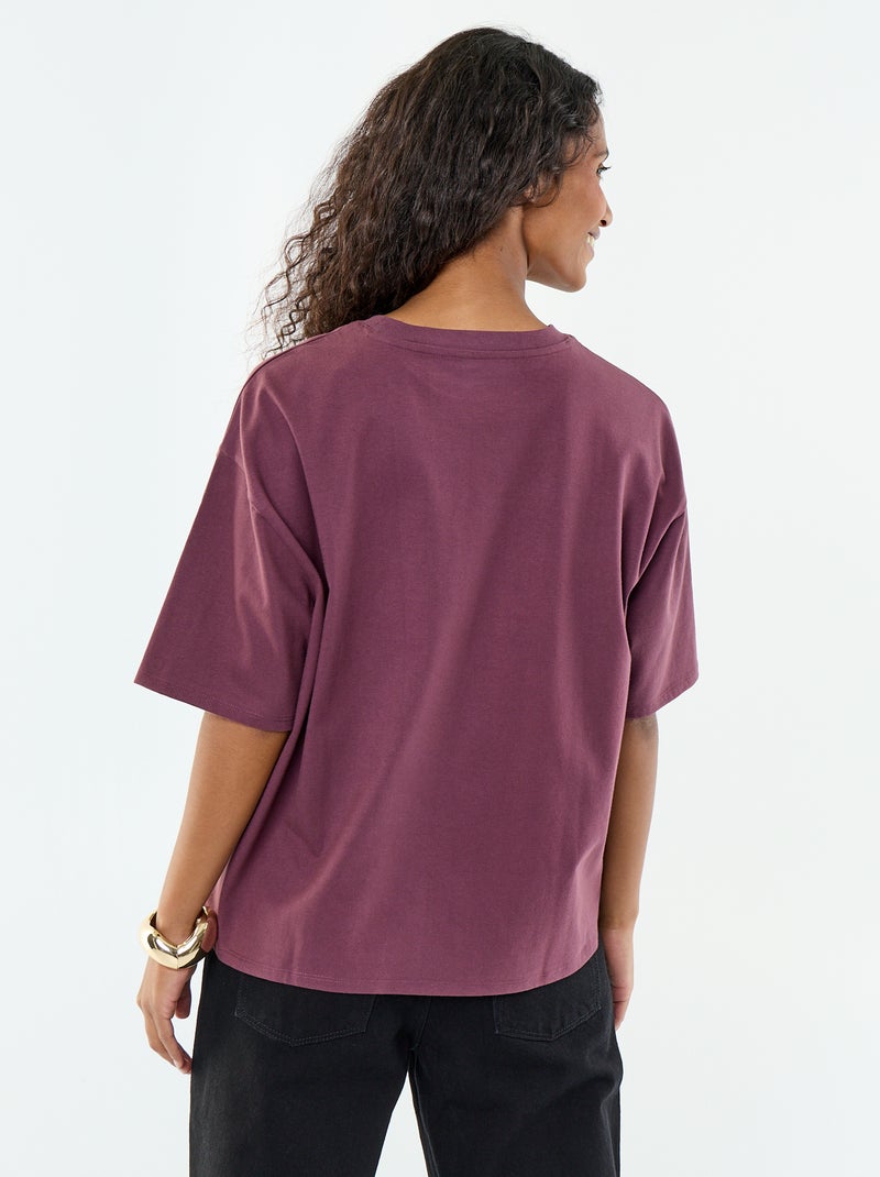 Camiseta oversize de cuello redondo Purpura - Kiabi