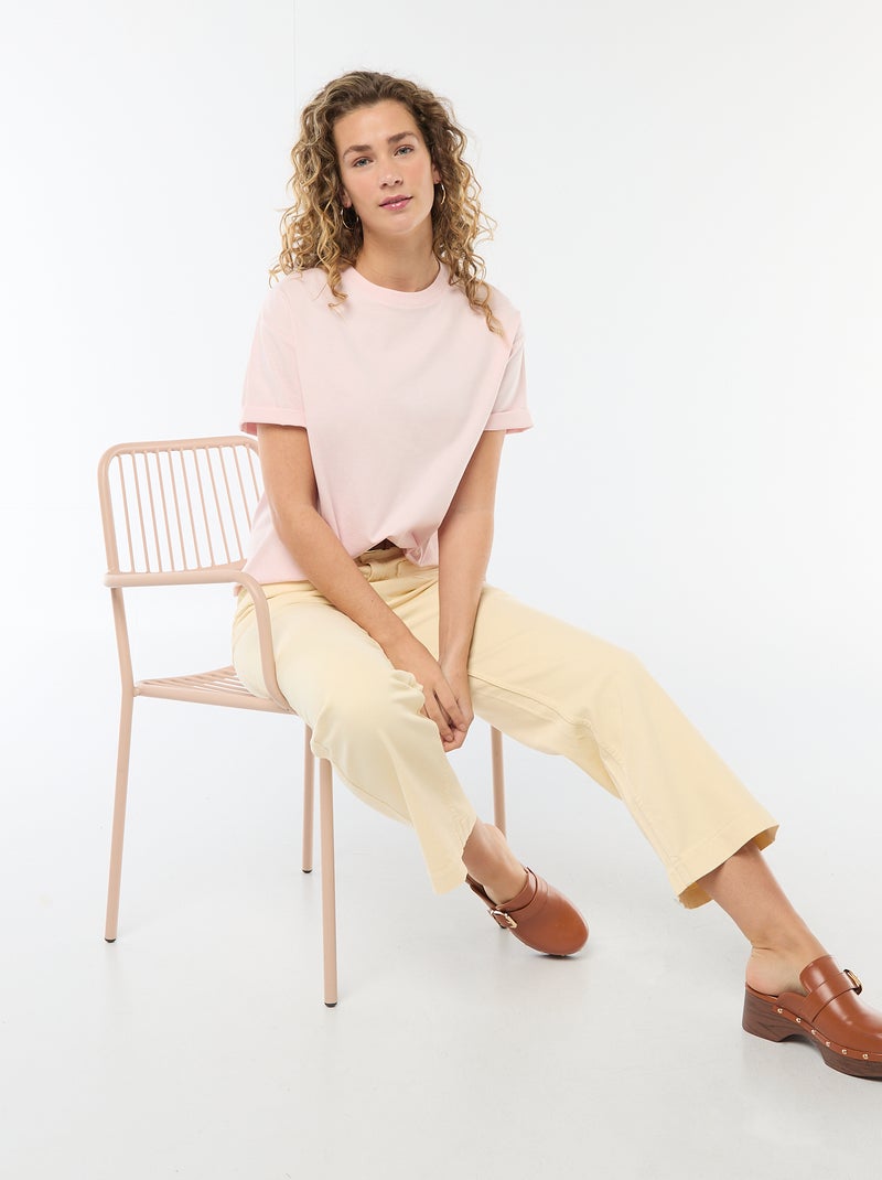 Camiseta oversize de cuello redondo Rosa - Kiabi