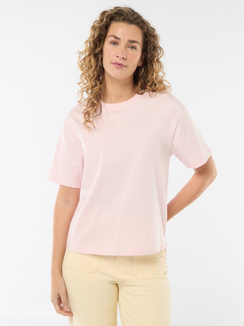 Camiseta oversize de cuello redondo Rosa - Kiabi