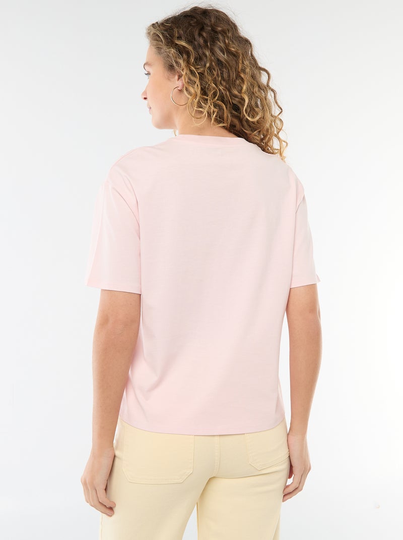 Camiseta oversize de cuello redondo Rosa - Kiabi