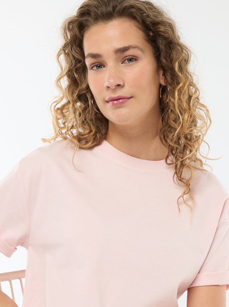 Camiseta oversize de cuello redondo Rosa - Kiabi
