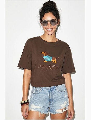 Camiseta oversize de jersey de algodón estampada lucci