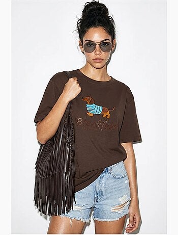 Camiseta oversize de jersey de algodón estampada lucci