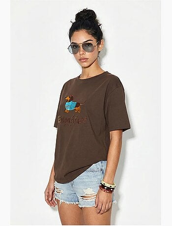 Camiseta oversize de jersey de algodón estampada lucci