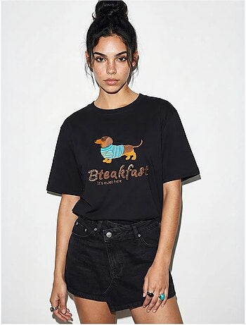 Camiseta oversize de jersey de algodón estampada lucci