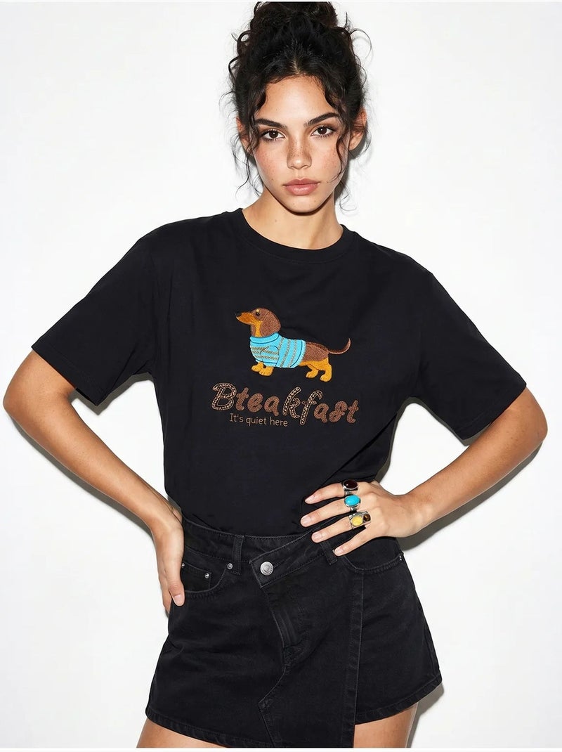 Camiseta oversize de jersey de algodón estampada lucci Negro - Kiabi