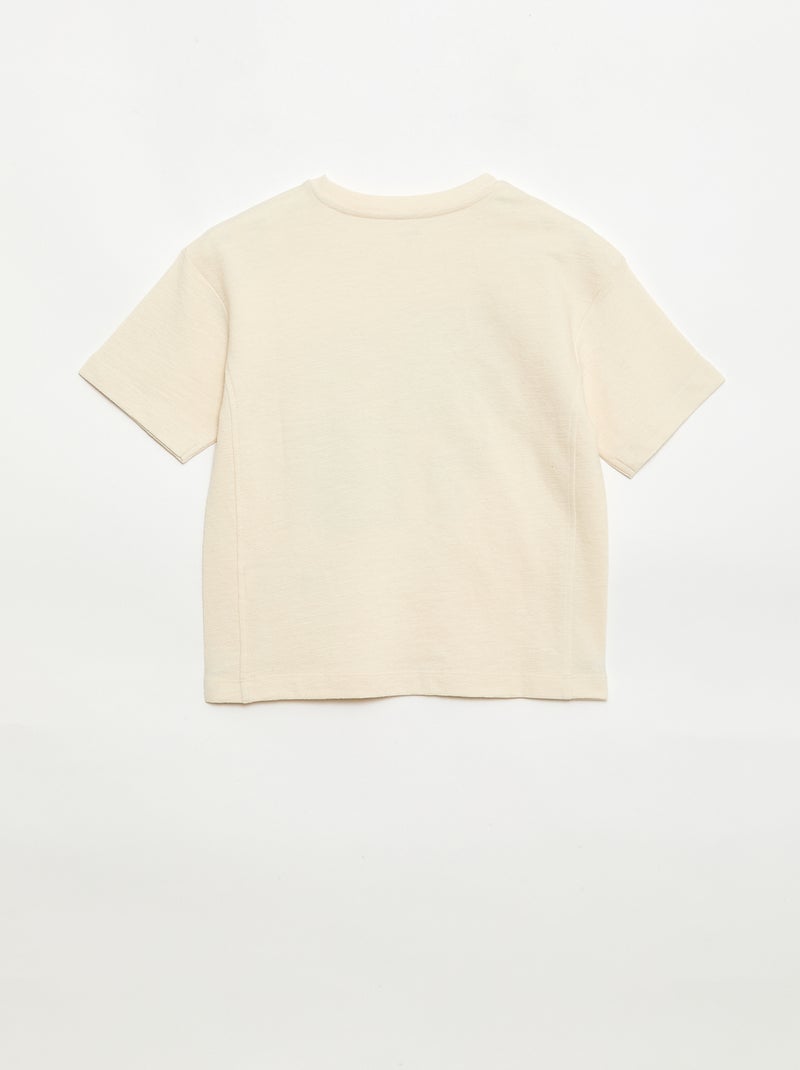 Camiseta oversize de manga corta estampada Beige - Kiabi
