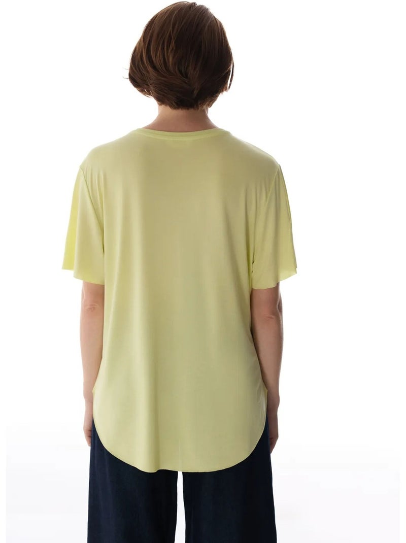 Camiseta oversize de modal con cuello redondo penti Amarillo limón - Kiabi