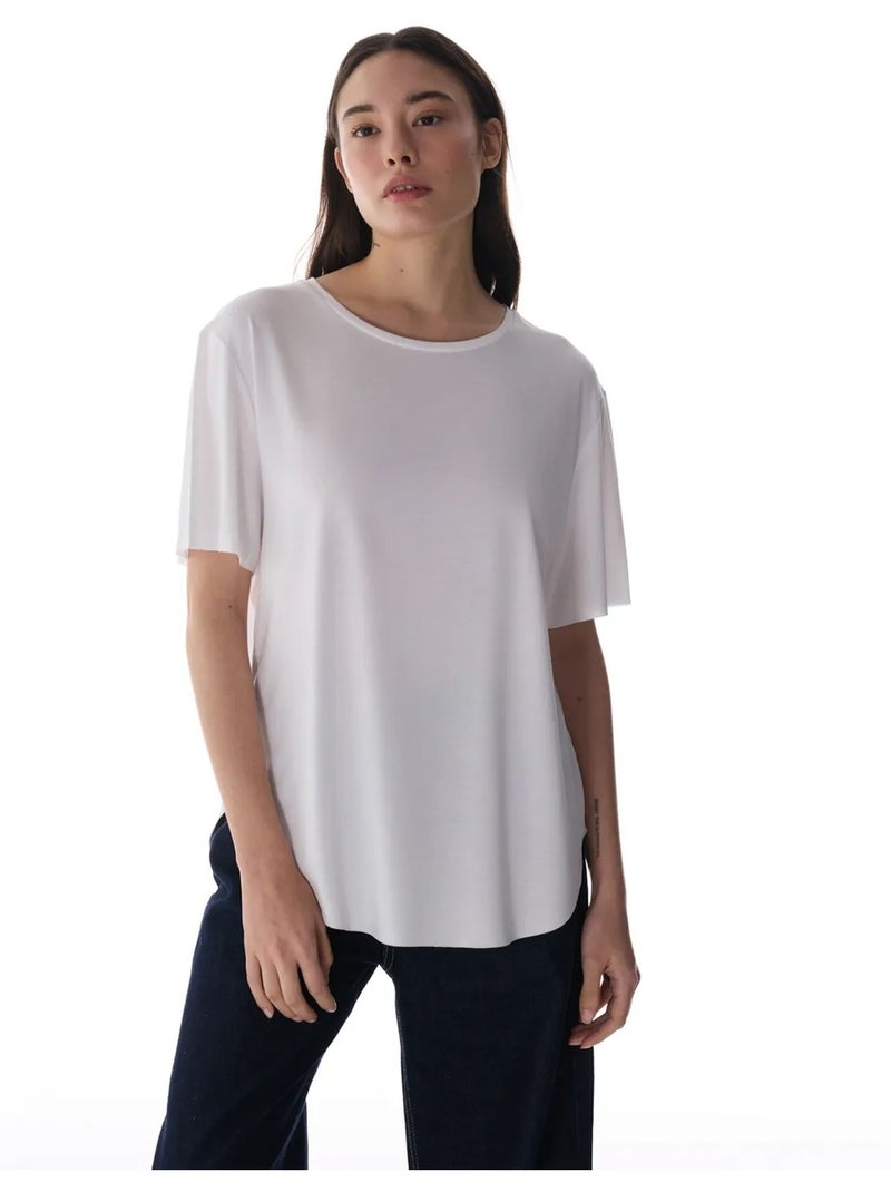 Camiseta oversize de modal con cuello redondo penti Blanco - Kiabi