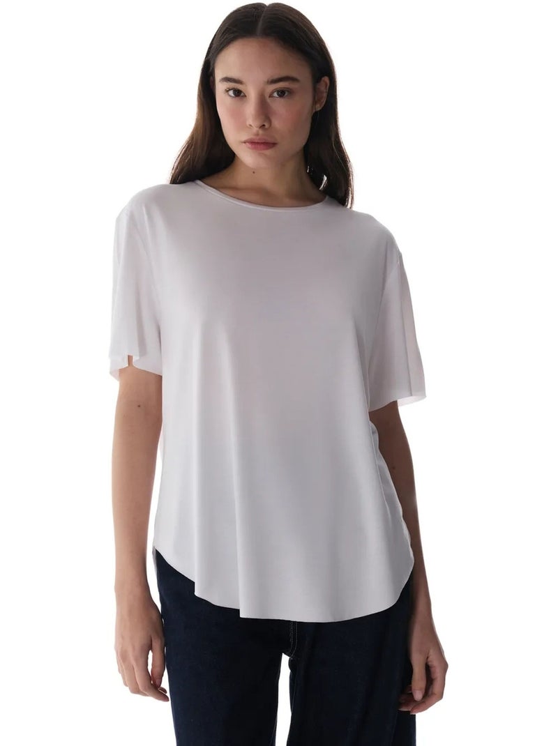 Camiseta oversize de modal con cuello redondo penti Blanco - Kiabi