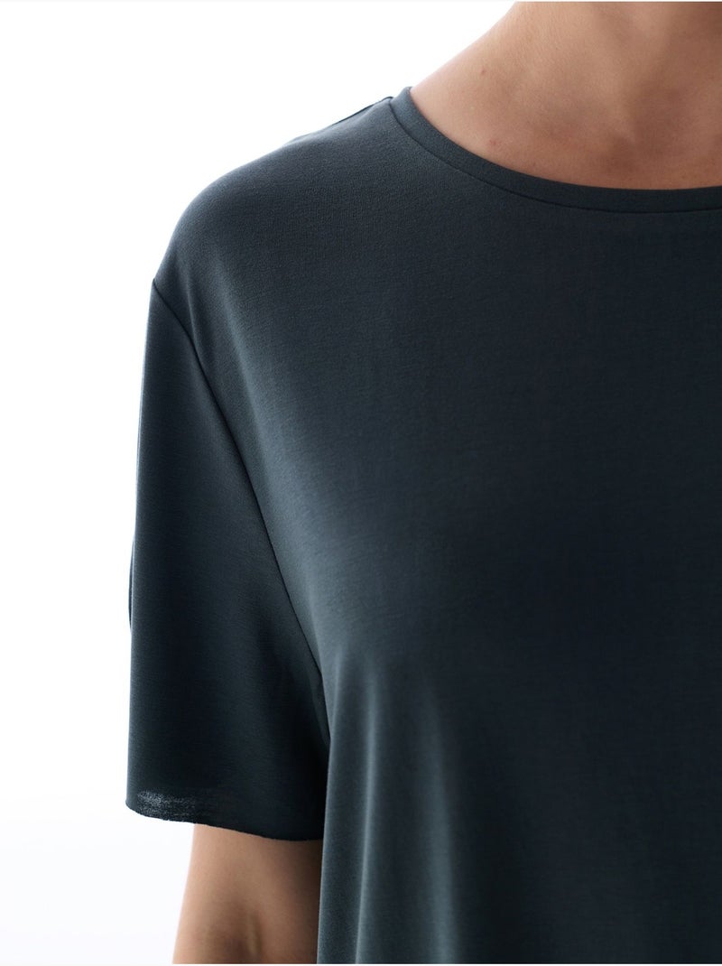 Camiseta oversize de modal con cuello redondo penti Gris negro - Kiabi