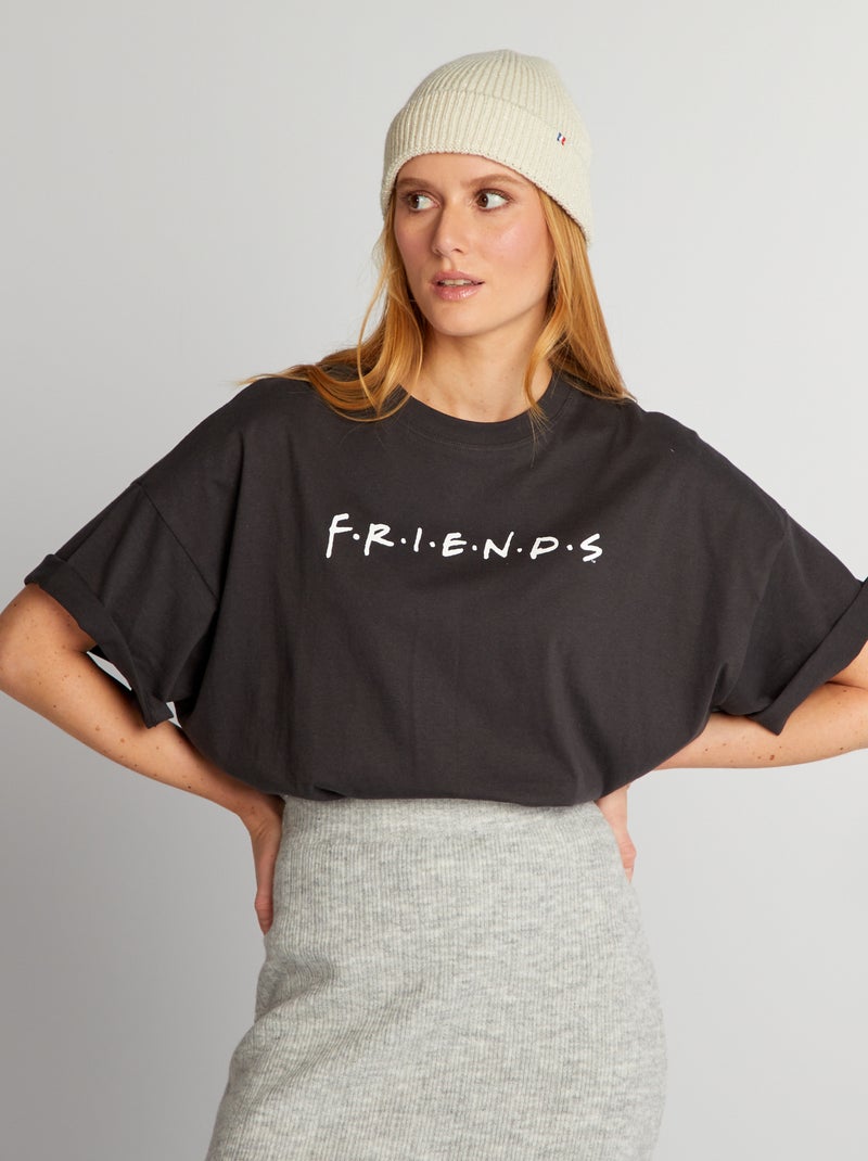 Camiseta oversize de punto 'Friends' gris oscuro - Kiabi