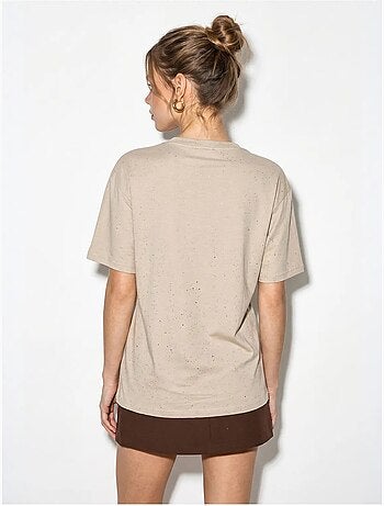 Camiseta oversize de punto jersey de algodón con cuello redondo lucci