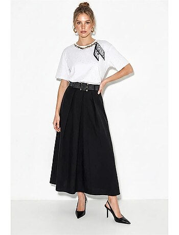 Camiseta oversize de punto jersey de algodón con cuello redondo lucci
