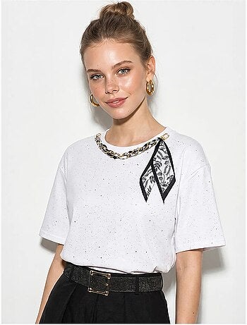 Camiseta oversize de punto jersey de algodón con cuello redondo lucci