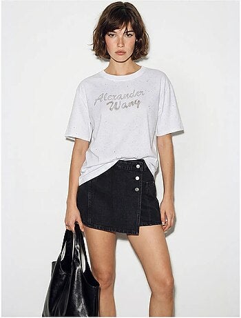 Camiseta oversize de punto jersey de algodón estampado lucci