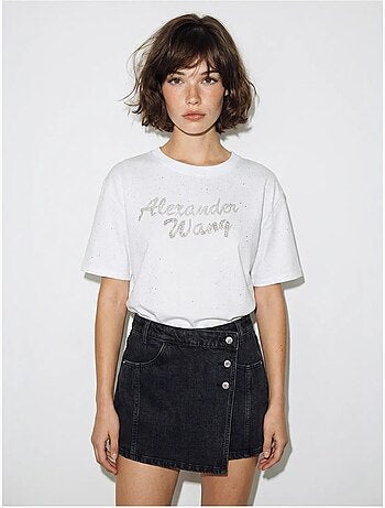 Camiseta oversize de punto jersey de algodón estampado lucci
