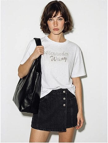 Camiseta oversize de punto jersey de algodón estampado lucci
