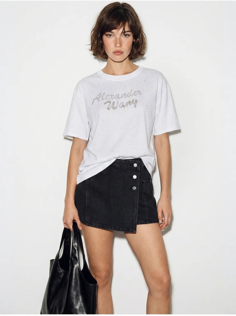 Camiseta oversize de punto jersey de algodón estampado lucci Blanco - Kiabi