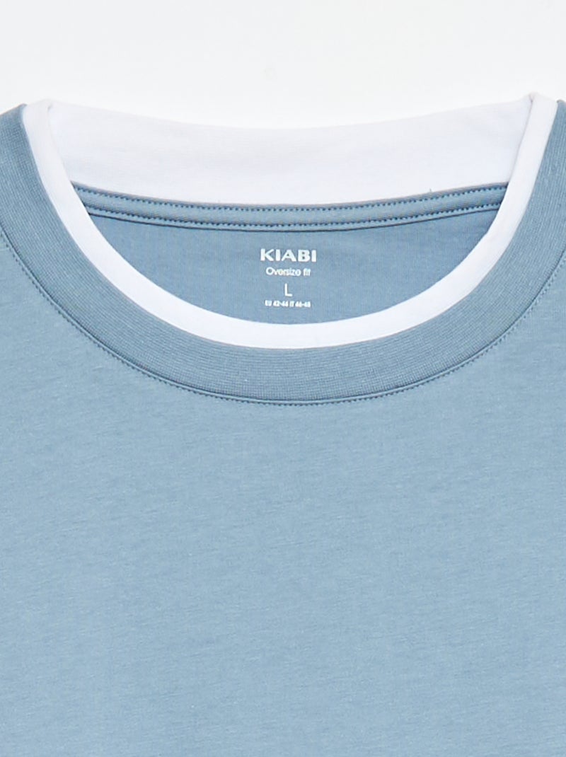 Camiseta oversize efecto 2 en 1 +1m90 Azul - Kiabi