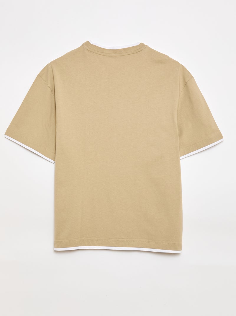 Camiseta oversize efecto 2 en 1 +1m90 Beige - Kiabi